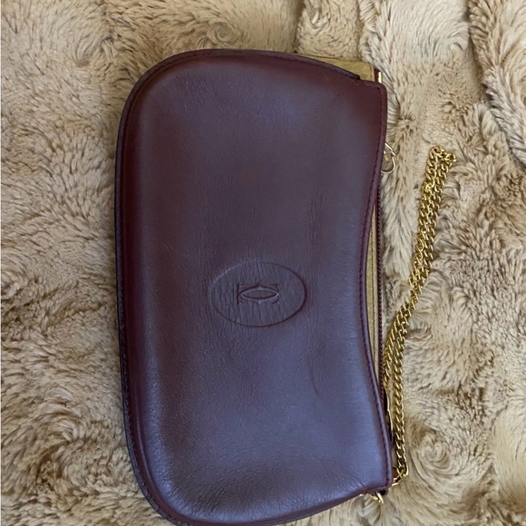 Cartier Burgundy and Two-Tone Wristlets/Pouches with Gold Hardware and Chain - Picture 4 of 8